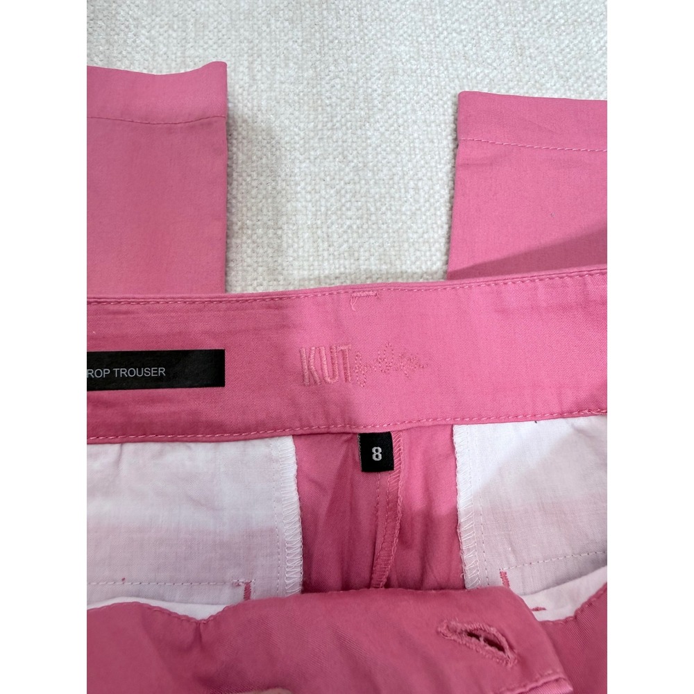 Kut from the Kloth Pink Crop Trouser Pants Womens Size 8 Straight Leg Mid Rise - Picture 5 of 6
